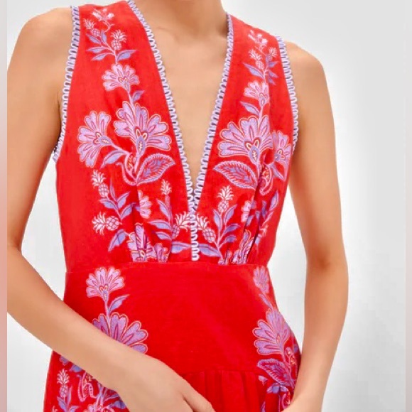 NWT Farm Rio Red Porcelain Garden Midi Dress - Picture 2 of 16
